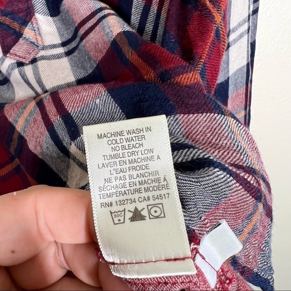 Cloth & Stone Plaid Button Up Popover Shirt Womens Size Small - Picture 9 of 9
